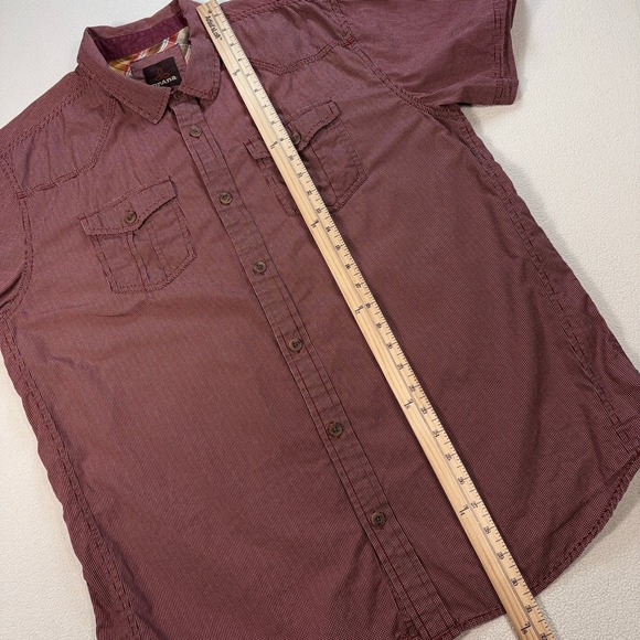 Prana Borla Shirt Men's XL Red Micro Dot Cotton Pocket Button Up Outdoor *Stain* - Picture 12 of 16